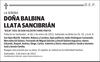 DOÑA  BALBINA  LLATA  SANCIBRIÁN
