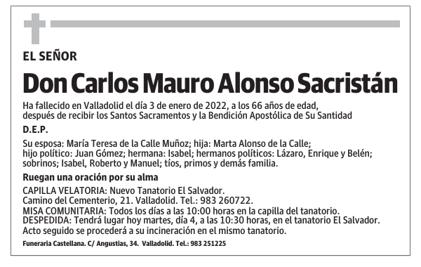 Don Carlos Mauro Alonso Sacristán