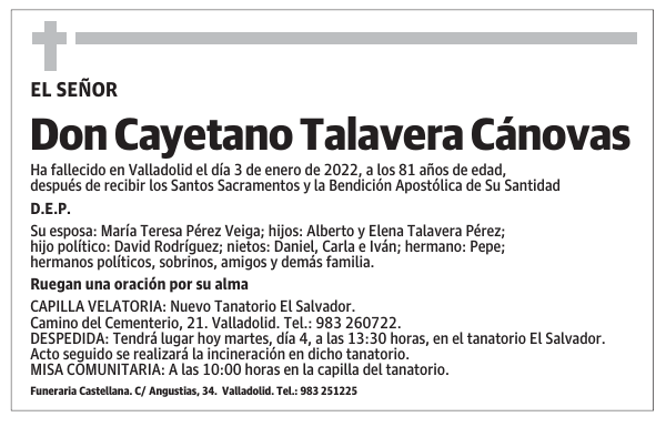 Don Cayetano Talavera Cánovas