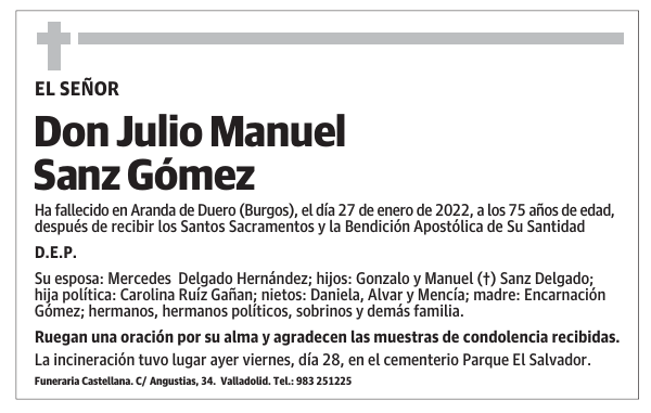 Don Julio Manuel Sanz Gómez
