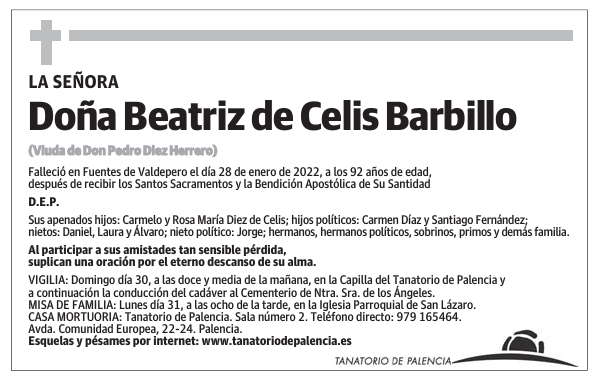 Doña Beatriz de Celis Barbillo