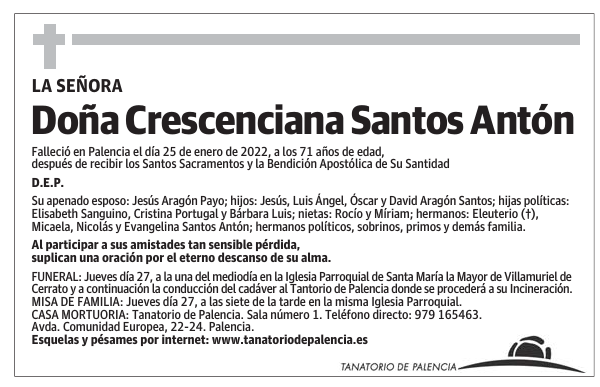 Doña Crescenciana Santos Antón