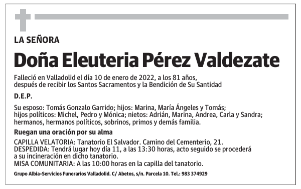 Doña Eleuteria Pérez Valdezate