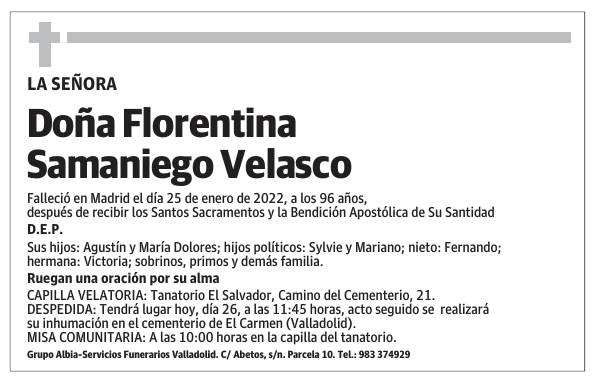 Doña Florentina Samaniego Velasco