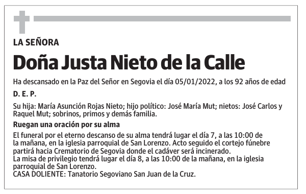 Doña Justa Nieto de la Calle