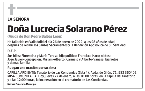 Doña Lucrecia Solarano Pérez