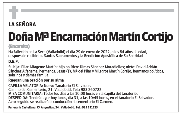 Doña Mª Encarnación Martín Cortijo