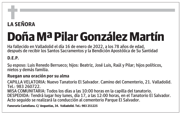 Doña Mª Pilar González Martín