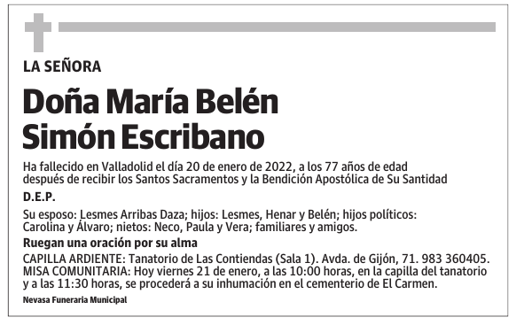 Doña María Belén Simón Escribano