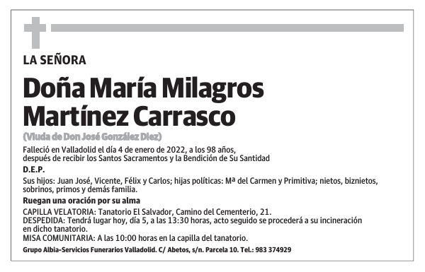 Doña María Milagros Martínez Carrasco