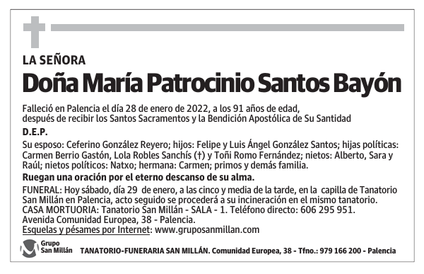 Doña María Patrocinio Santos Bayón