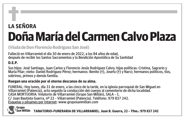 Doña María del Carmen Calvo Plaza