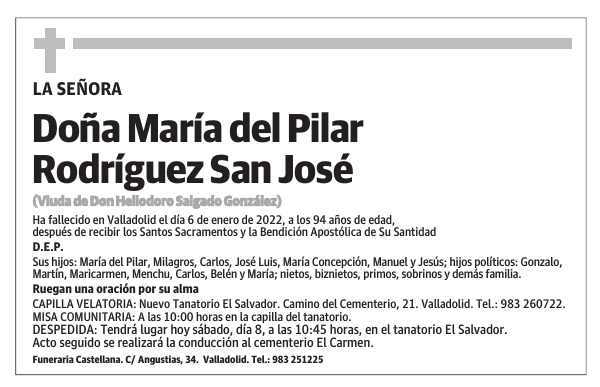Doña María del Pilar Rodríguez San José
