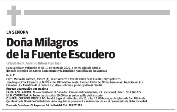 Doña Milagros de la Fuente Escudero