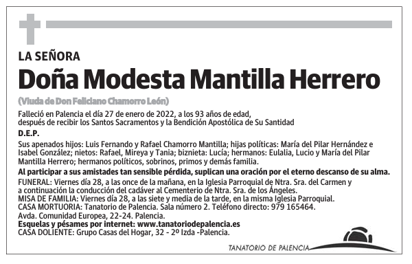 Doña Modesta Mantilla Herrero