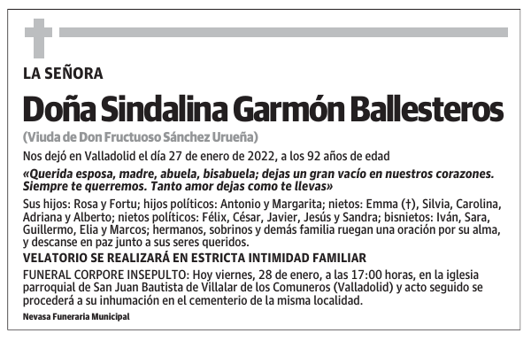 Doña Sindalina Garmón Ballesteros