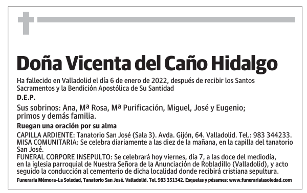 Doña Vicenta del Caño Hidalgo