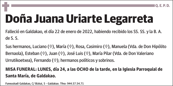Juana Uriarte Legarreta
