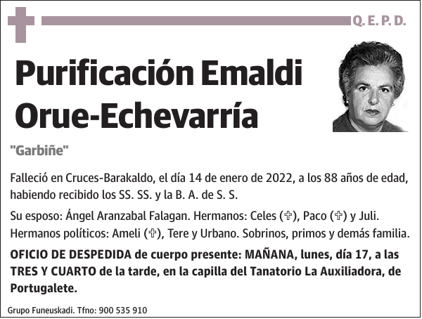 Purificación Emaldi Orue-Echevarría 'Garbiñe'