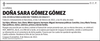 DOÑA  SARA  GÓMEZ  GÓMEZ