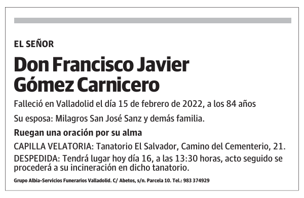Don Francisco Javier Gómez Carnicero