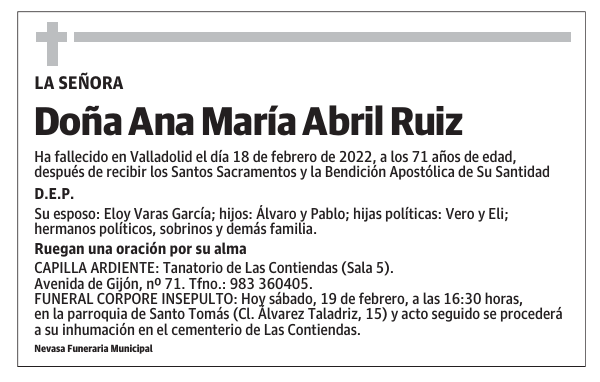 Doña Ana María Abril Ruiz