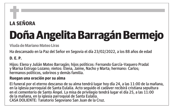 Doña Angelita Barragán Bermejo