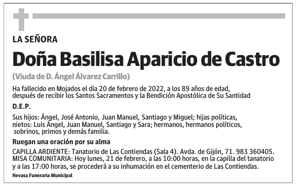 Doña Basilisa Aparicio de Castro