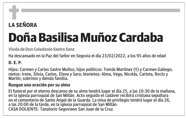 Doña Basilisa Muñoz Cardaba