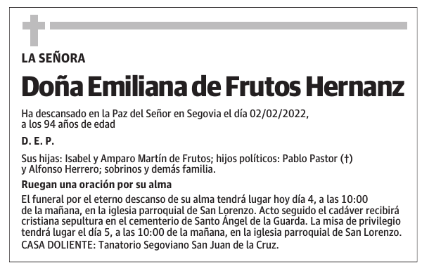 Doña Emiliana de Frutos Hernanz