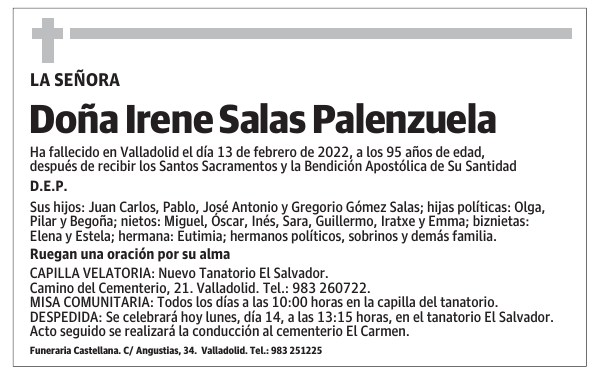 Doña Irene Salas Palenzuela