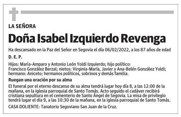 Doña Isabel Izquierdo Revenga