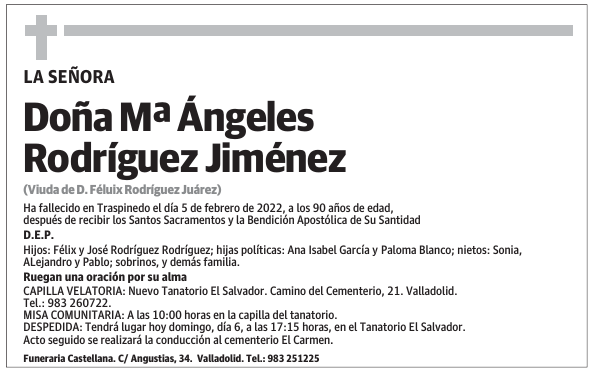 Doña Mª Ángeles Rodríguez Jiménez