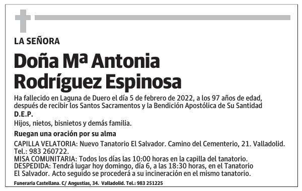 Doña Mª Antonia Rodríguez Espinosa