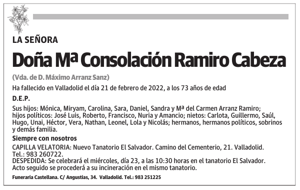Doña Mª Consolación Ramiro Cabeza