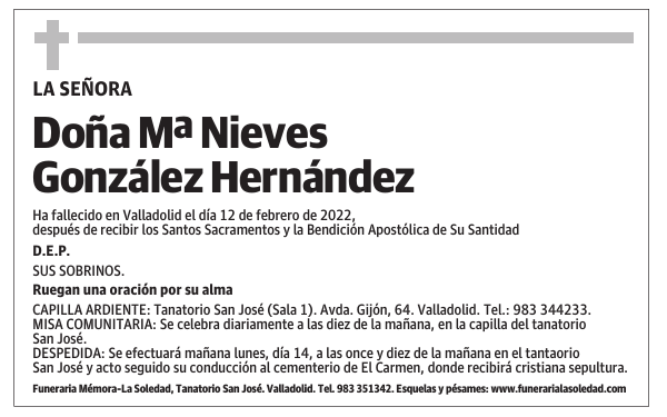 Doña Mª Nieves González Hernández