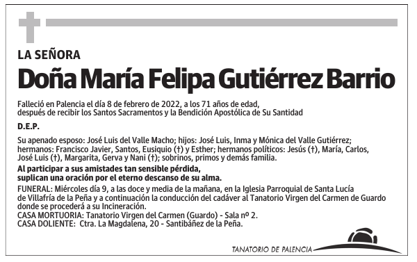 Doña María Felipa Gutiérrez Barrio