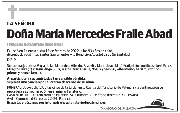 Doña María Mercedes Fraile Abad
