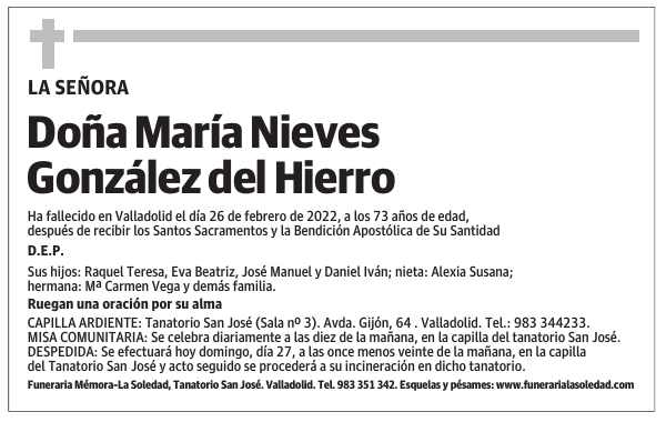 Doña María Nieves González del Hierro
