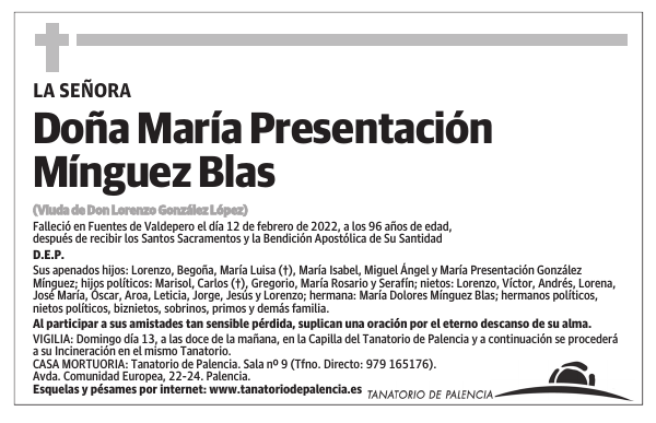 Doña María Presentación Mínguez Blas