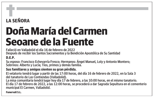 Doña María del Carmen Seoane de la Fuente