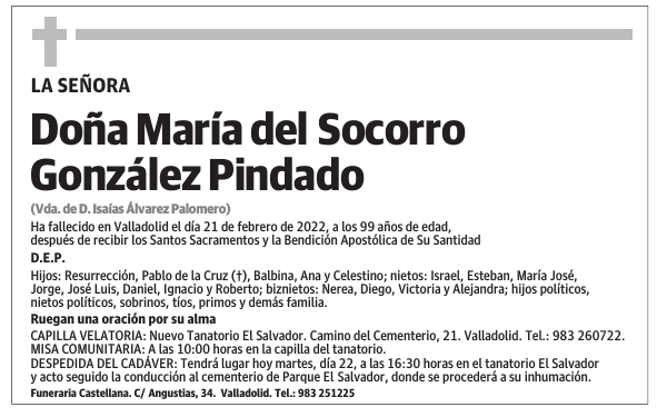 Doña María del Socorro González Pindado