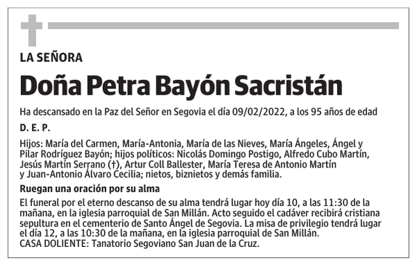 Doña Petra Bayón Sacristán