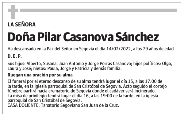 Doña Pilar Casanova Sánchez