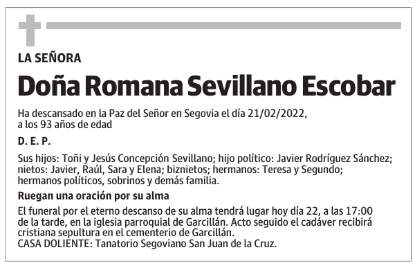 Doña Romana Sevillano Escobar