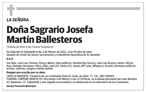 Doña Sagrario Josefa Martín Ballesteros