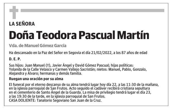 Doña Teodora Pascual Martín