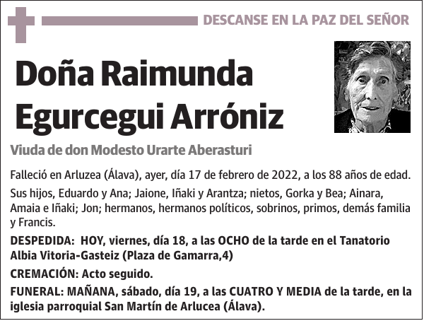 Raimunda Egurcegui Arróniz