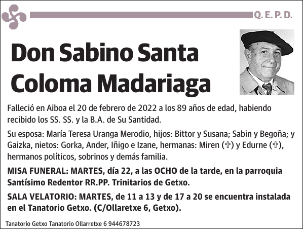 Sabino Santa Coloma Madariaga