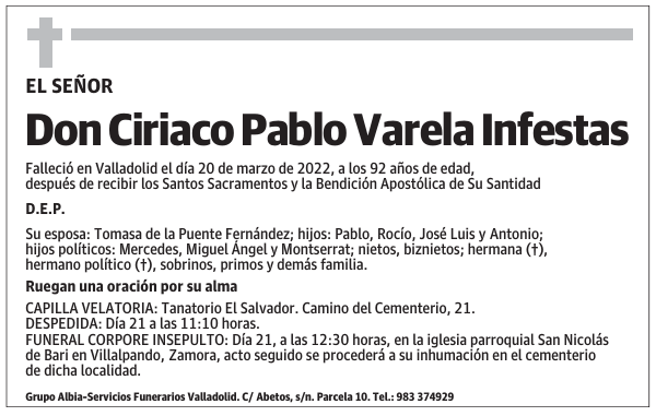 Don Ciriaco Pablo Varela Infestas